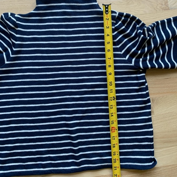 New Madewell Gathered-Sleeve Mockneck Top in sweater stripes blue white large L - Picture 9 of 12